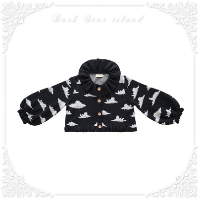 Dark Star Island~Daily Sweet Lolita Cardigan Sax Black Short Sweater S Black 