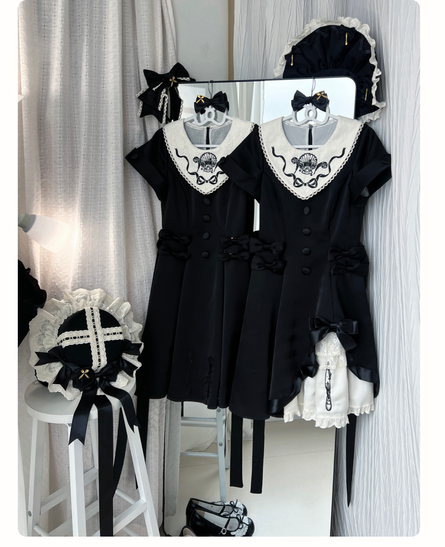 Silent Dinner - Gothic Lolita Six-Panel OP Dress with Cutlery Embroidery 45669:857743