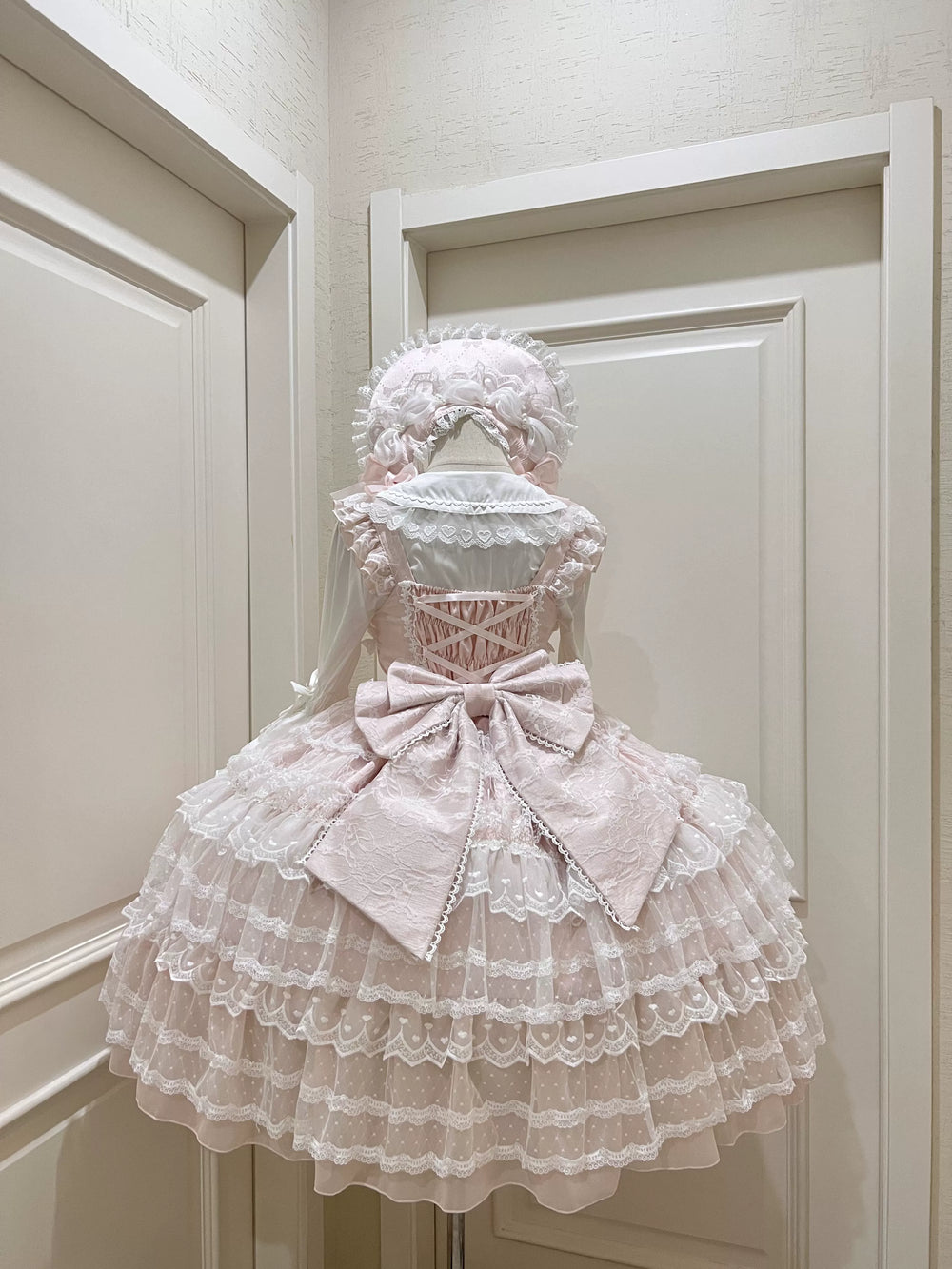 Sugar Girl~Dream Prelude~Princess Lolita JSK Suit Sweet Lolita BNT and Blouse Pink JSK+Back bow S