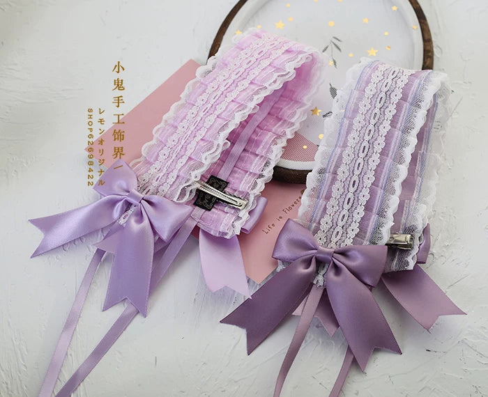 Sweet Lolita Lace Bow Headband with Clips 45829:864183