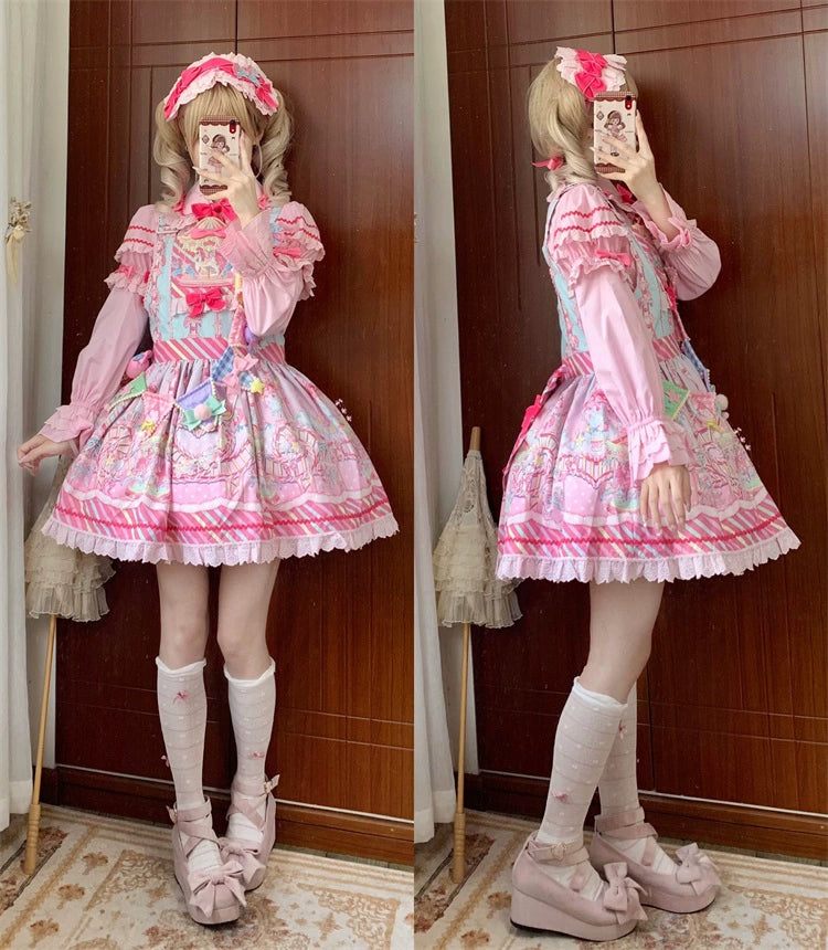 (Buyforme)Letters from Unknown Star~Candy Park Salopette Sweet Lolita Jumper Dress Set