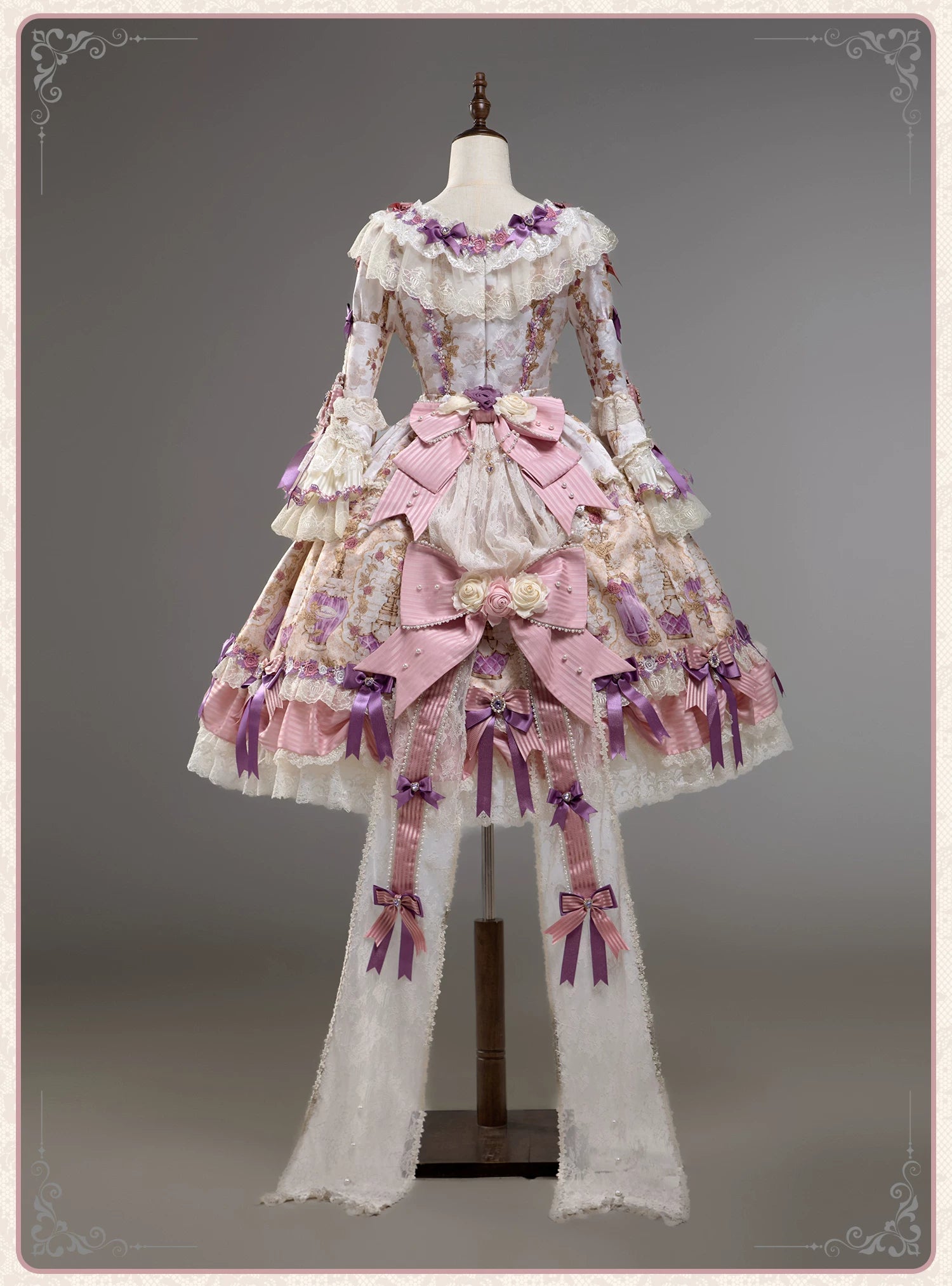 Antique Gem Fragrance - Gorgeous Classic Lolita Dress Set, Floral and Bottle Print (L M S XL XS) 45483:851669