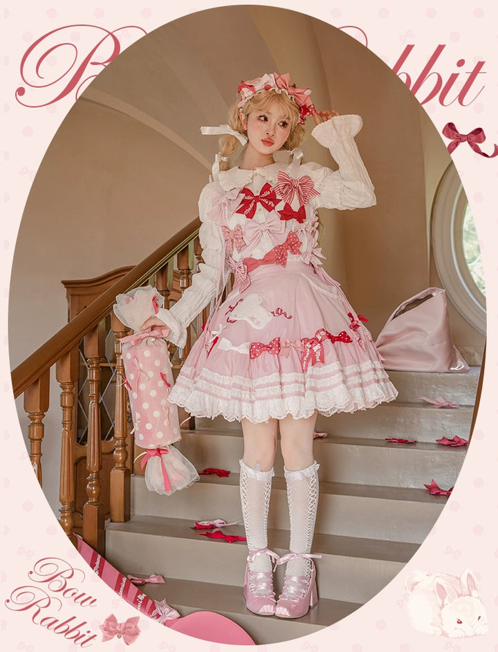 Mademoiselle Pearl~Bow Rabbit~IP Collab Sweet Lolita OP in Multiple Styles 43054:763699