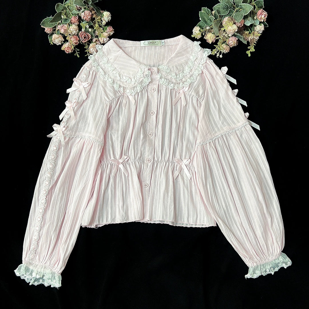 DMFS Lolita~Sweet Lolita Shirt Doll Collar Blouse High-waisted   