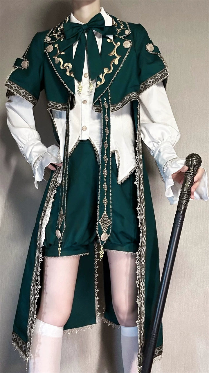 Letters from Unknown Star~Divine Envoy~Ouji Lolita Shorts Suit Military Lolita Coat and Shirt 41838:715610