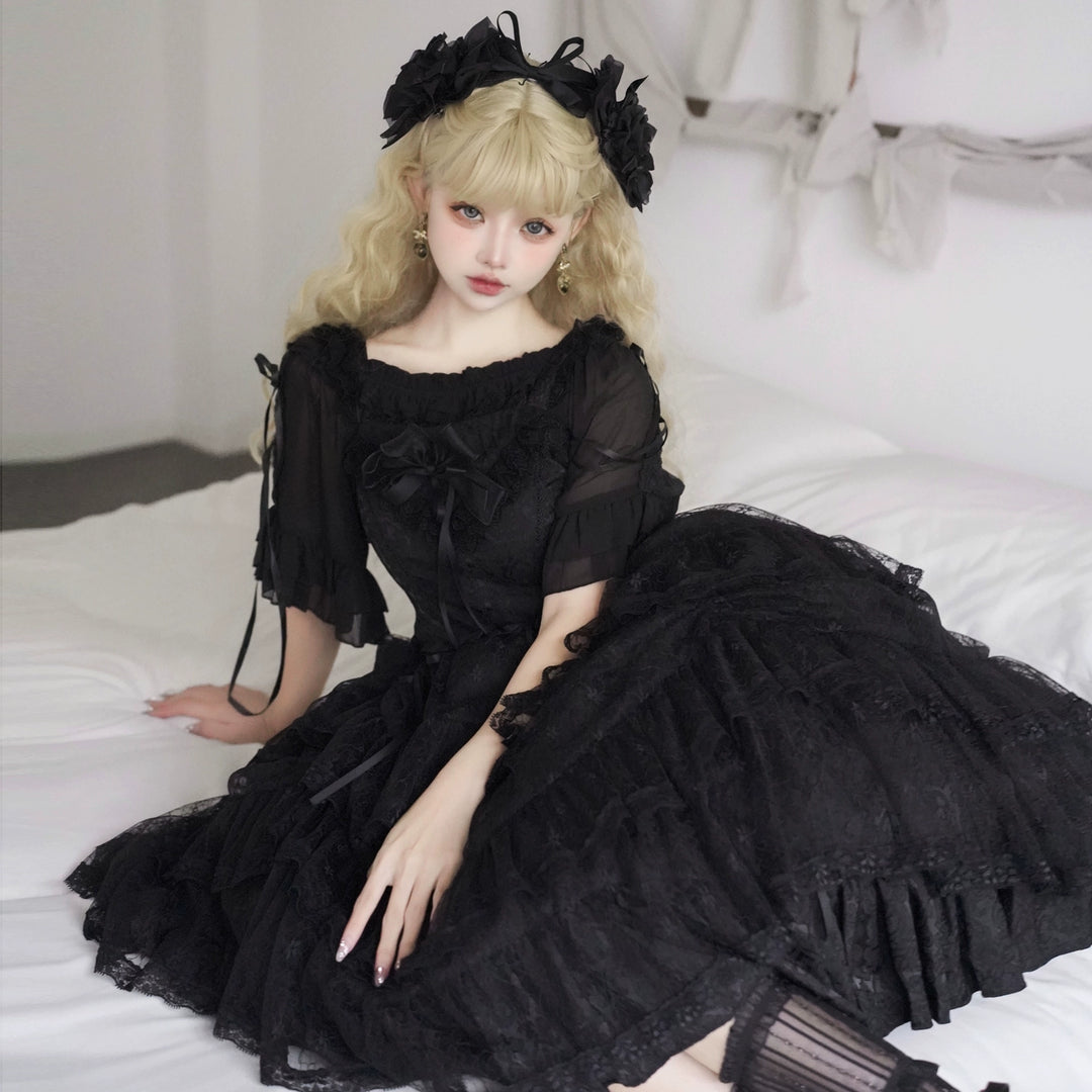 Eieyomi~Iris Love~Classic Princess Lolita JSK Elegant Chiffon Top