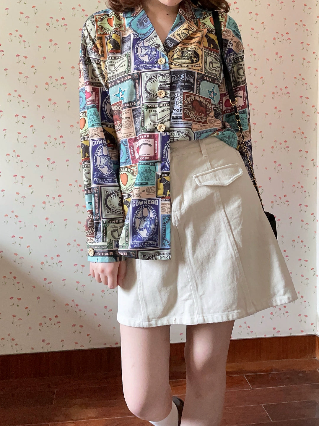 Miss Cube - Antique Label - Retro Lolita Shirt American Customized Loose Print Blouse