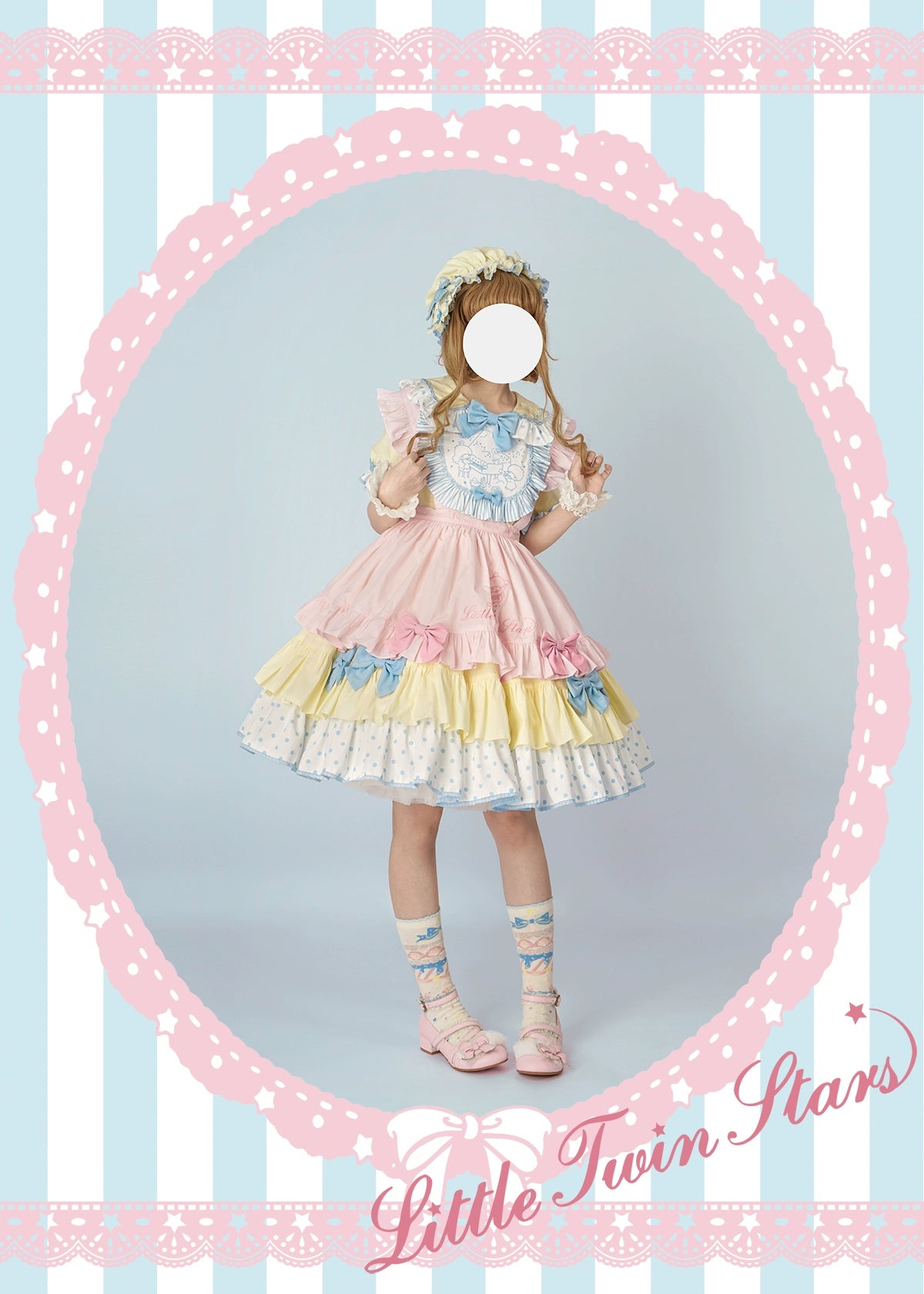 Vcastle~Sweet Lolita OP Dress Splicing Sleeve Apron Dot Print Dress 19776:303770