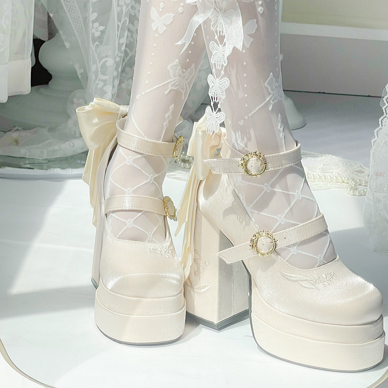 Dreamland~Floating Dream Lily~Elegant Lolita High Heel Shoes Butterfly Knot Shoes   