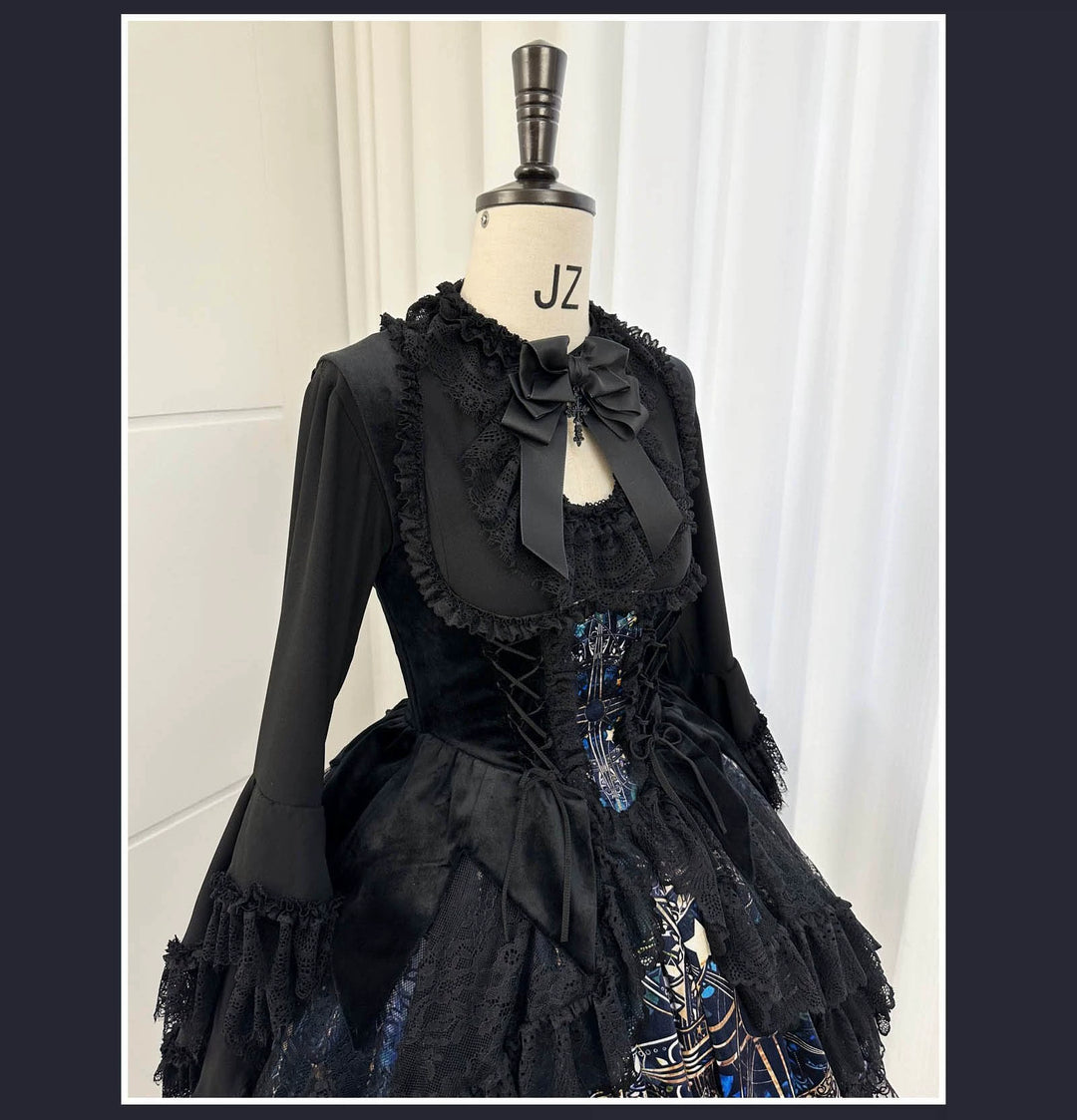 SUSIN~Night Traveler~Classic and Elegant Gothic Dress with Colorful Window Prints