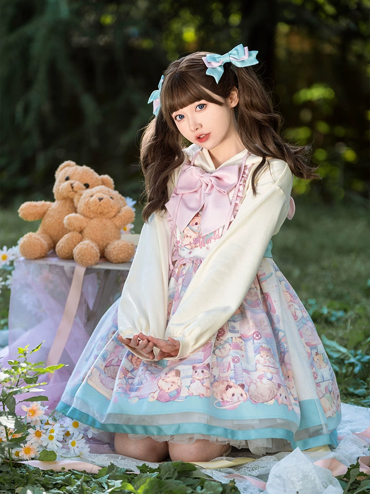 Mewroco~Sweet Lolita Dress Suit Salopette and Hoodied OP