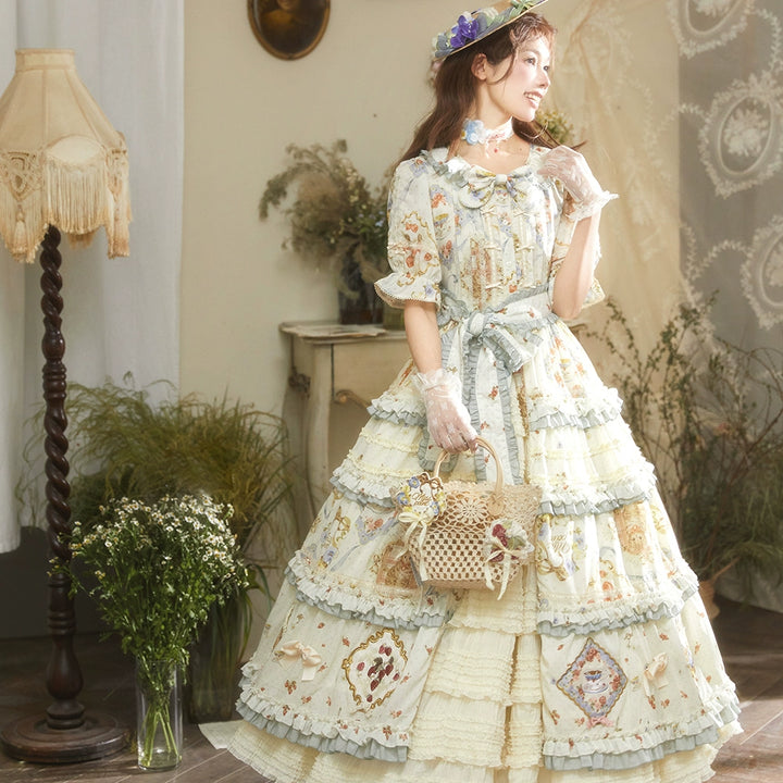 Miss Point~Cat Rose Tea~Sweet Lolita Tulle Cardigan and Long Skirt Overlay