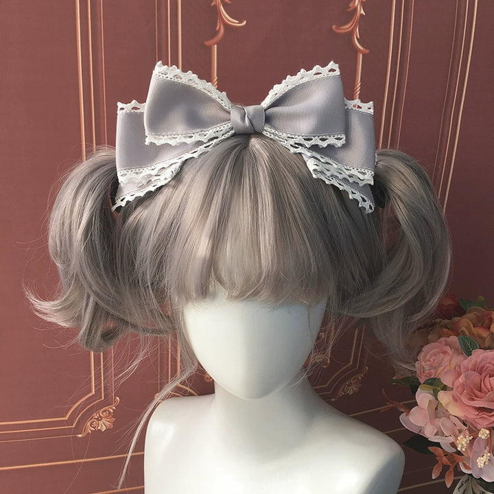 Qingyi Handmade~Sweet Lolita KC Multicolor Bow Lolita Headwear Grey  