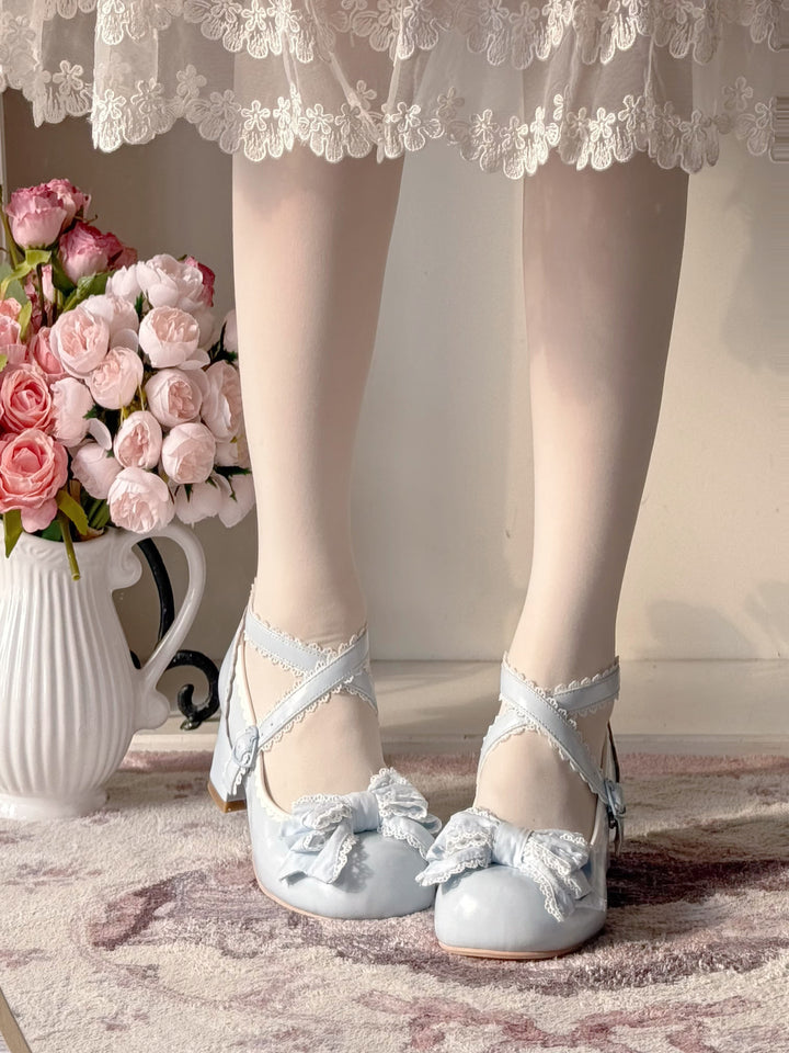 Pure Tea For Dream~Cotton Cutie~Sweet Lolita Shoes Low and Medium Heel Shoes with Bow