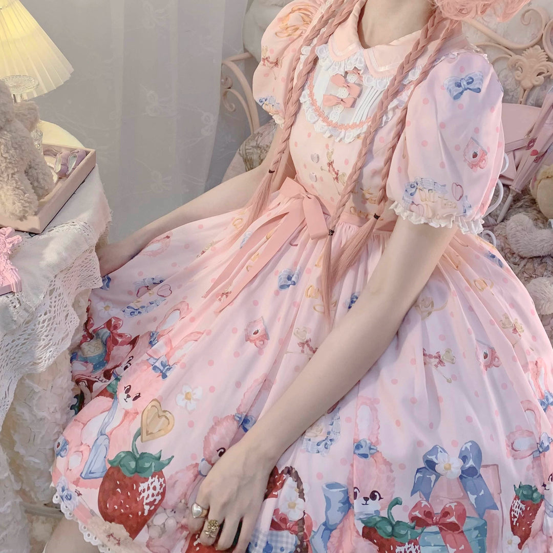 Doll tea party~Showa Rabbit~Kawaii Lolita Dress Summer Sweet Lolita OP JSK   