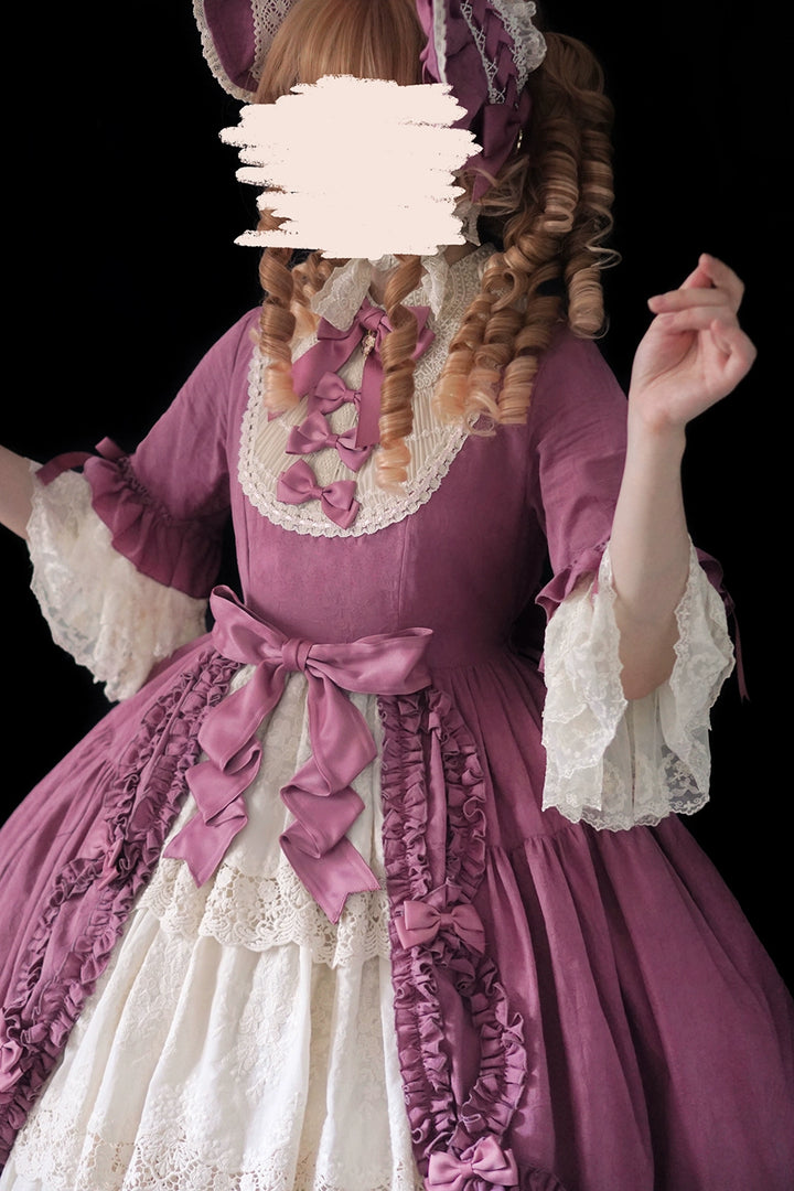 Miss Point~Lilyka Garden~Classic Lolita OP Dress Elegant Floral Wall Princess Sleeve 38832:606484