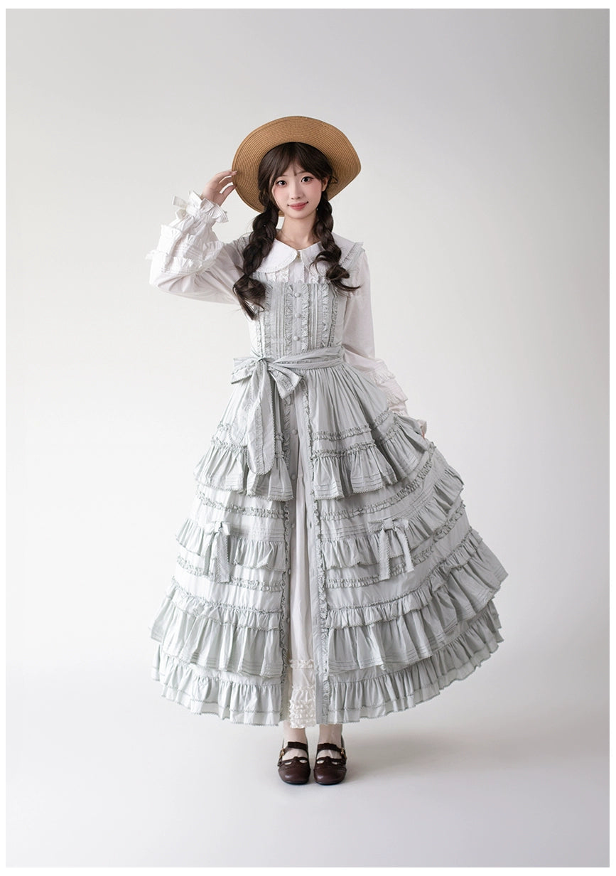 Mumu~Little Lilac~Country Lolita Cotton Jumper Dress Open-Front Lolita Dress 40612:668982