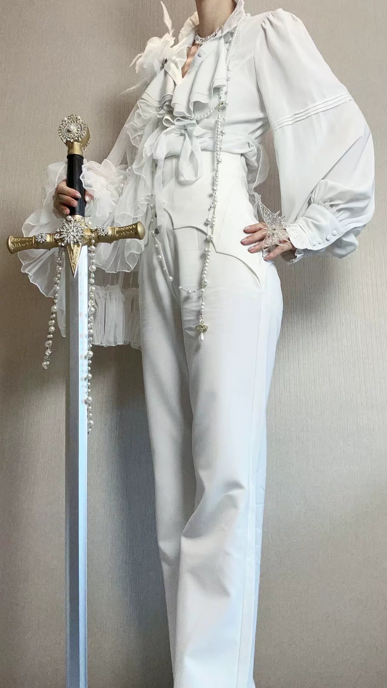 Earl of Drooping Wings - Ouji Lolita Flared Pants, Batwing Decoration 44550:812530