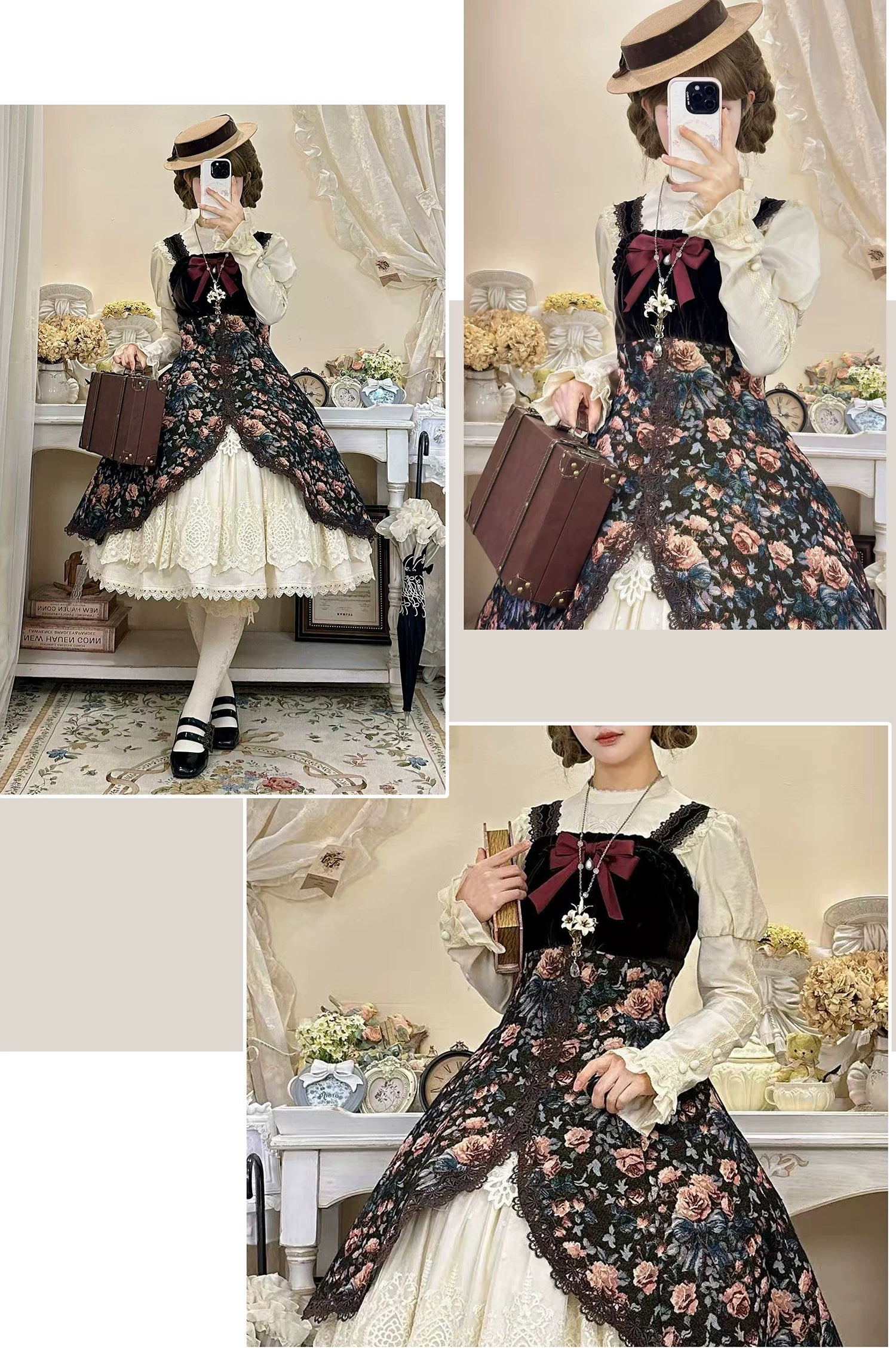 Devonshire Garden - Rose Jacquard JSK Dress, Mermaid Hem