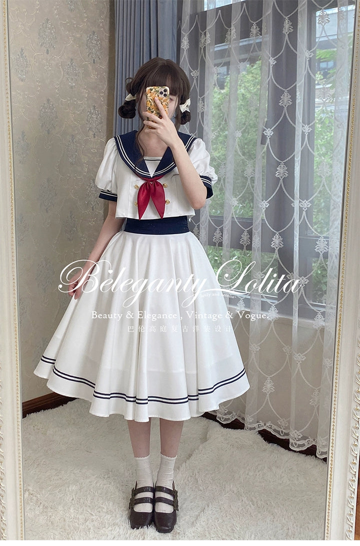 Beleganty - Sea and Wind Separate SP3.0 - Sailor Lolita Puffy Sleeve Blouse 43389:775308