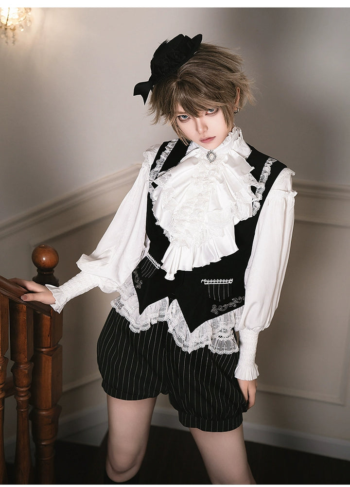 With PUJI~Night Banquet~Ouji Lolita Outfit/Maid Lolita OP Twin Lolita Suit   