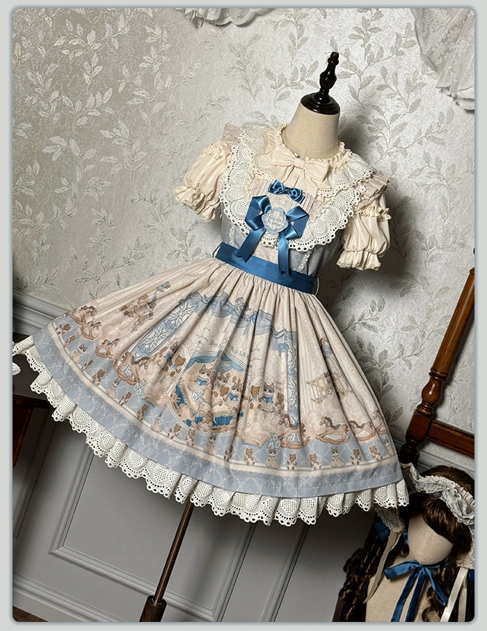 Alice Girl~Sea Salt Fairytale~Sweet Lolita JSK Doll-like Lolita Printed Dress