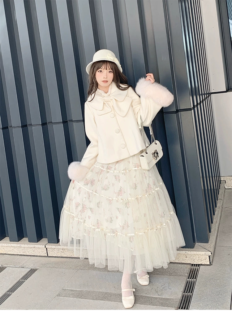 Beleganty~Annie~Retro Lolita Short Coat Woolen Bell Sleeve Outwear   