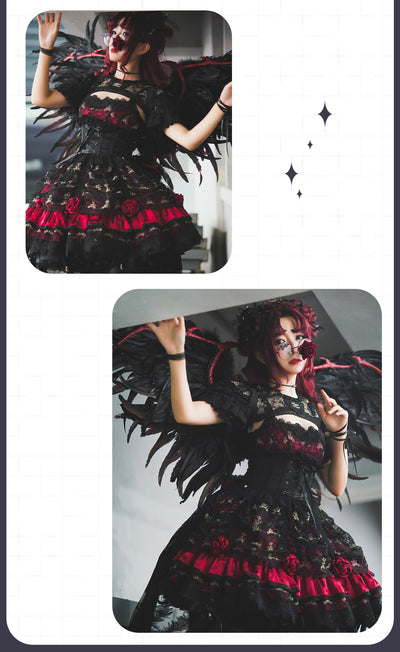 Angels Heart~Halloween Gothic Lolita Lace JSK Set   