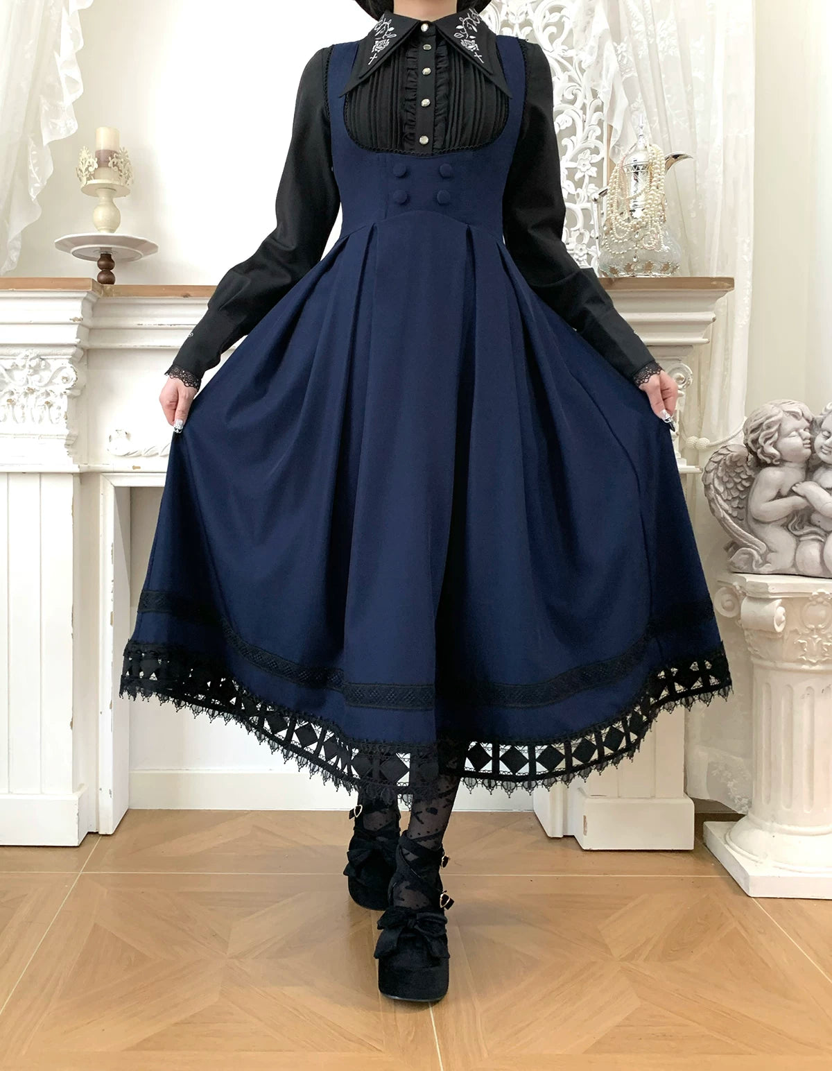 Serenade - Bust-Supporting Elegant Lolita JSK Dress, Three Length Styles 44419:807366
