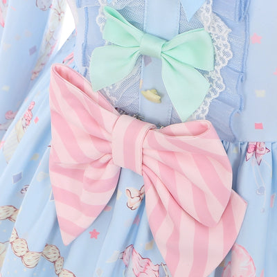 (BFM)To Alice~Dear Dolls~Sweet Lolita OP Dress Petal Collar Bear Print Long Sleeve   