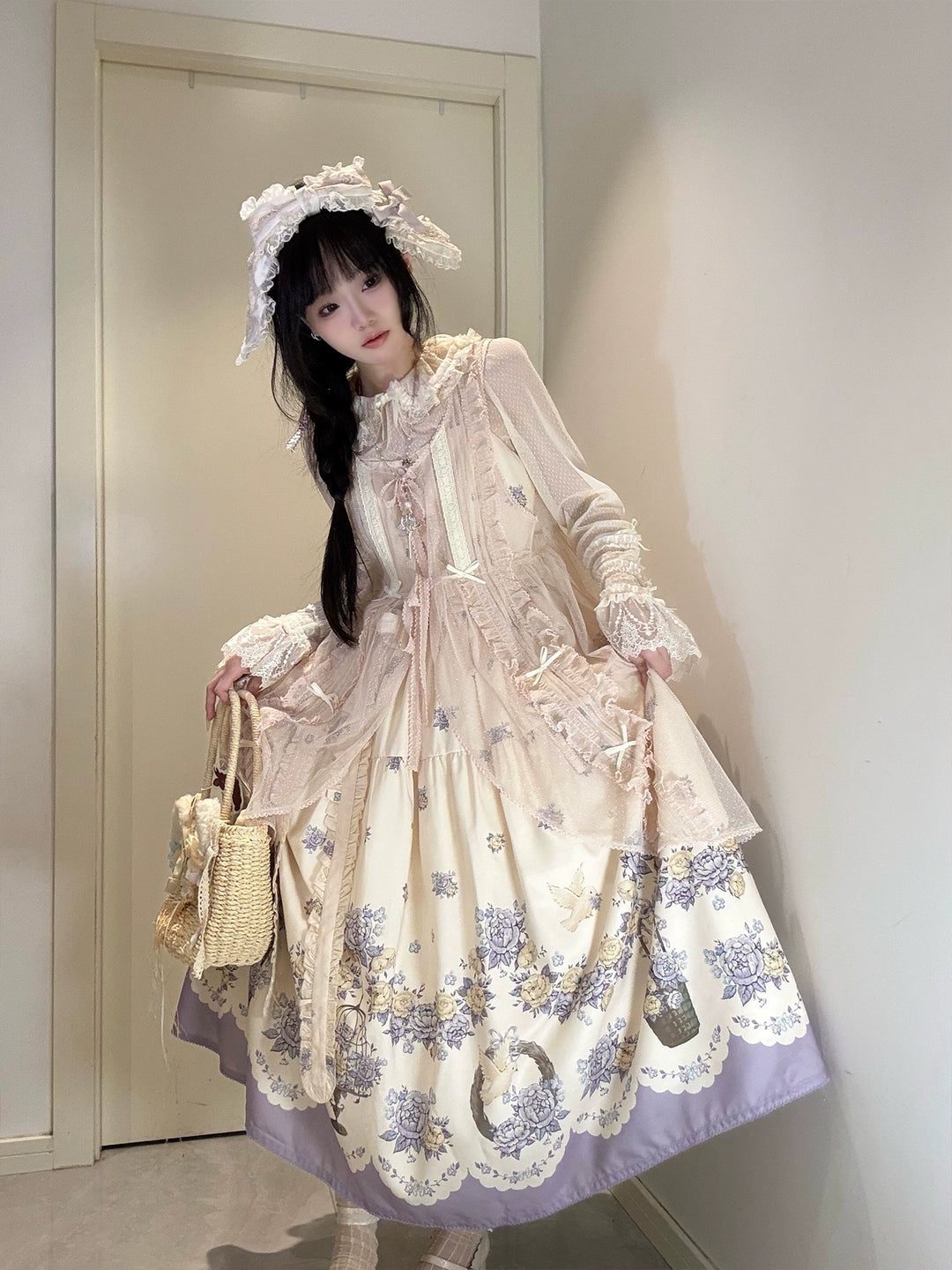 DreamWhale~Floral and Bird Series~Classic Lolita JSK Suit Floral Print Dress 40910:679598