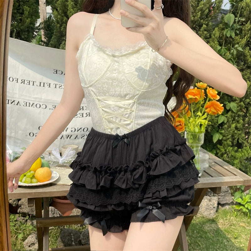 Sugar Girl~Daily Lolita Bloomers Lace Leggings for Summer Wear Free size Black normal quality 