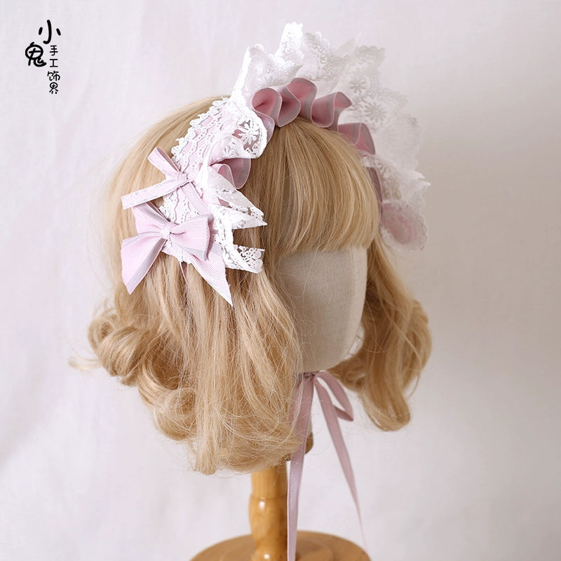Xiaogui~Sweet Lolita Headdress Pink Handmade Christmas Accessories hair band  