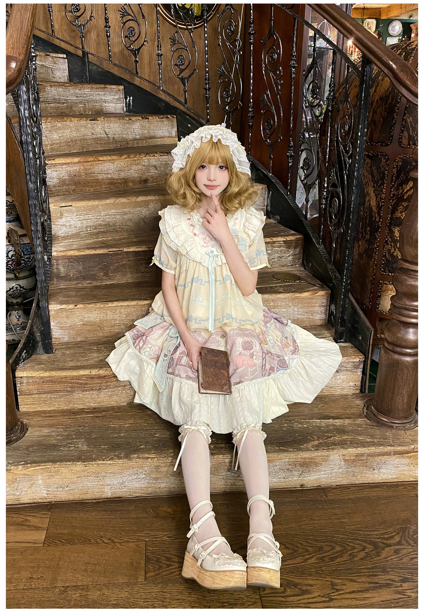 Brown Dollhouse SP - Kawaii Lolita Dollhouse Printed OP Dress with Embroidery 45551:855816