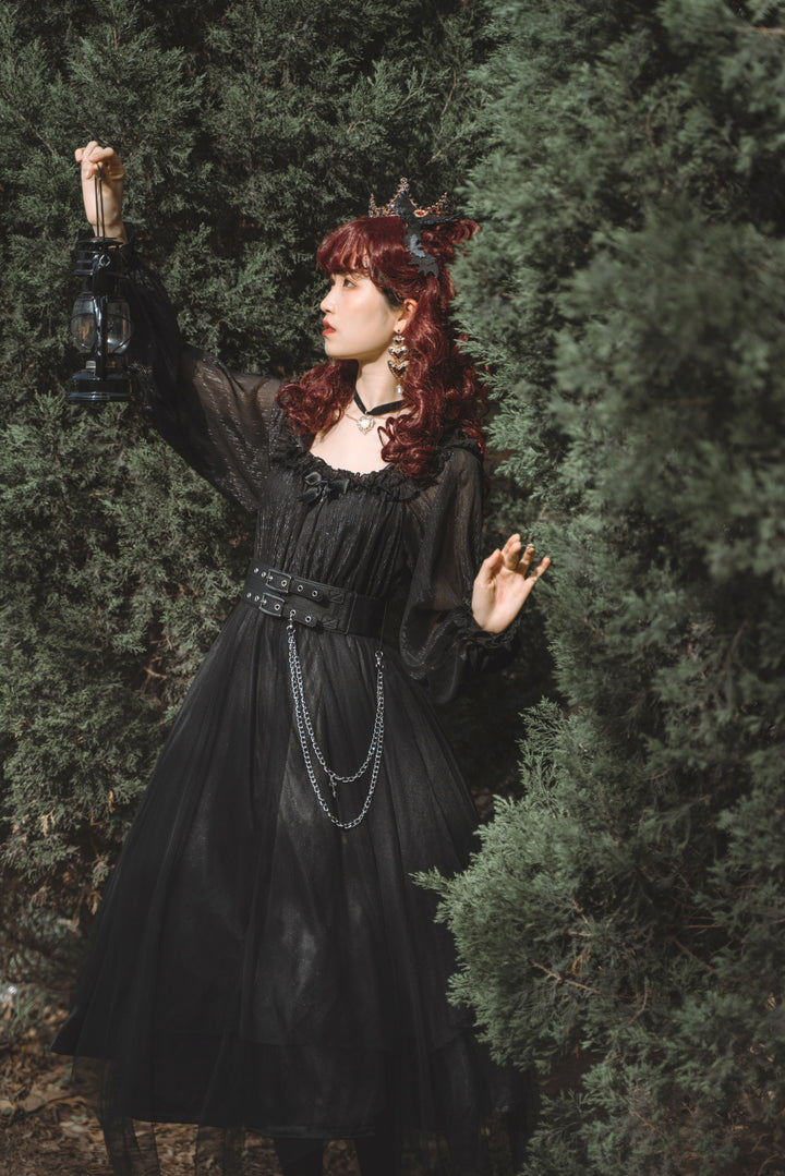 Cornfield Lolita~The Girl Assassin~Halloween Gothic Lolita Irregularly Hemline Dress   