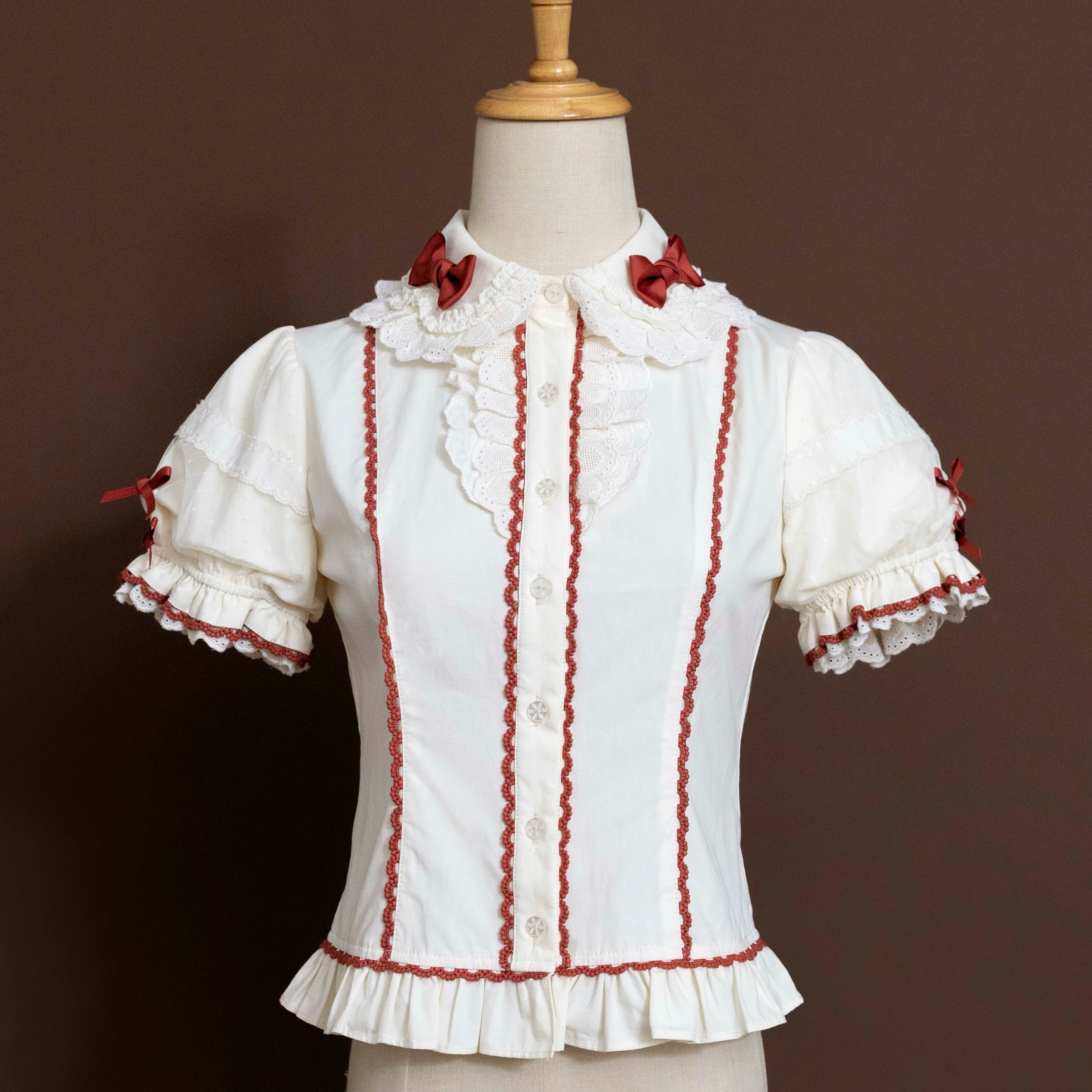 Pancake Postman - Kawaii Lolita Printed OP & Salopette Dress, Lace & Bows (L M S XL) 45174:838667
