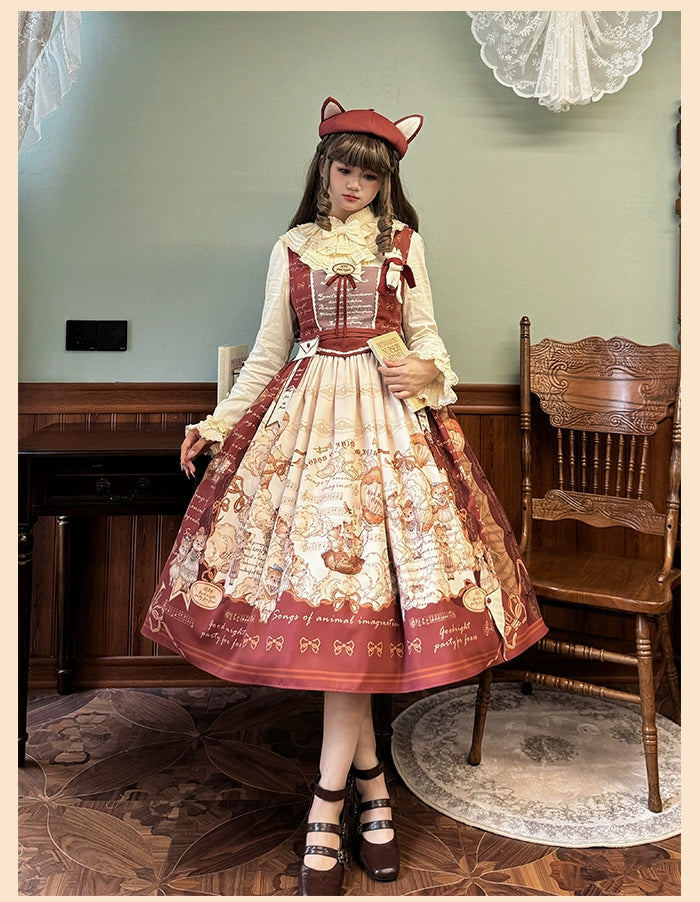 Alice Girl~Fox Band~Sweet Lolita Shirt with Bow Jabot