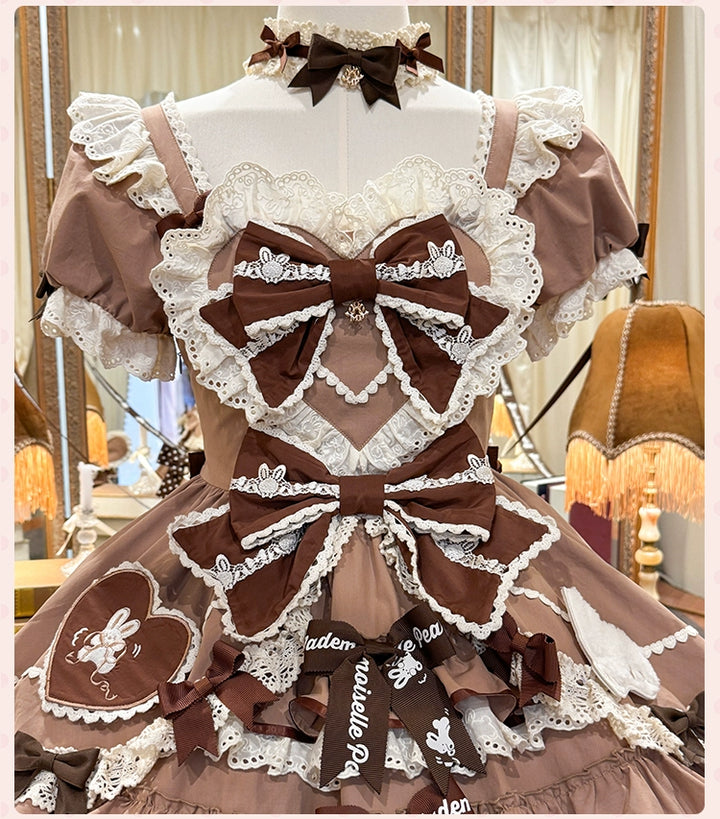 Mademoiselle Pearl~Bow Rabbit~IP Collab Sweet Lolita OP in Multiple Styles 43054:763934