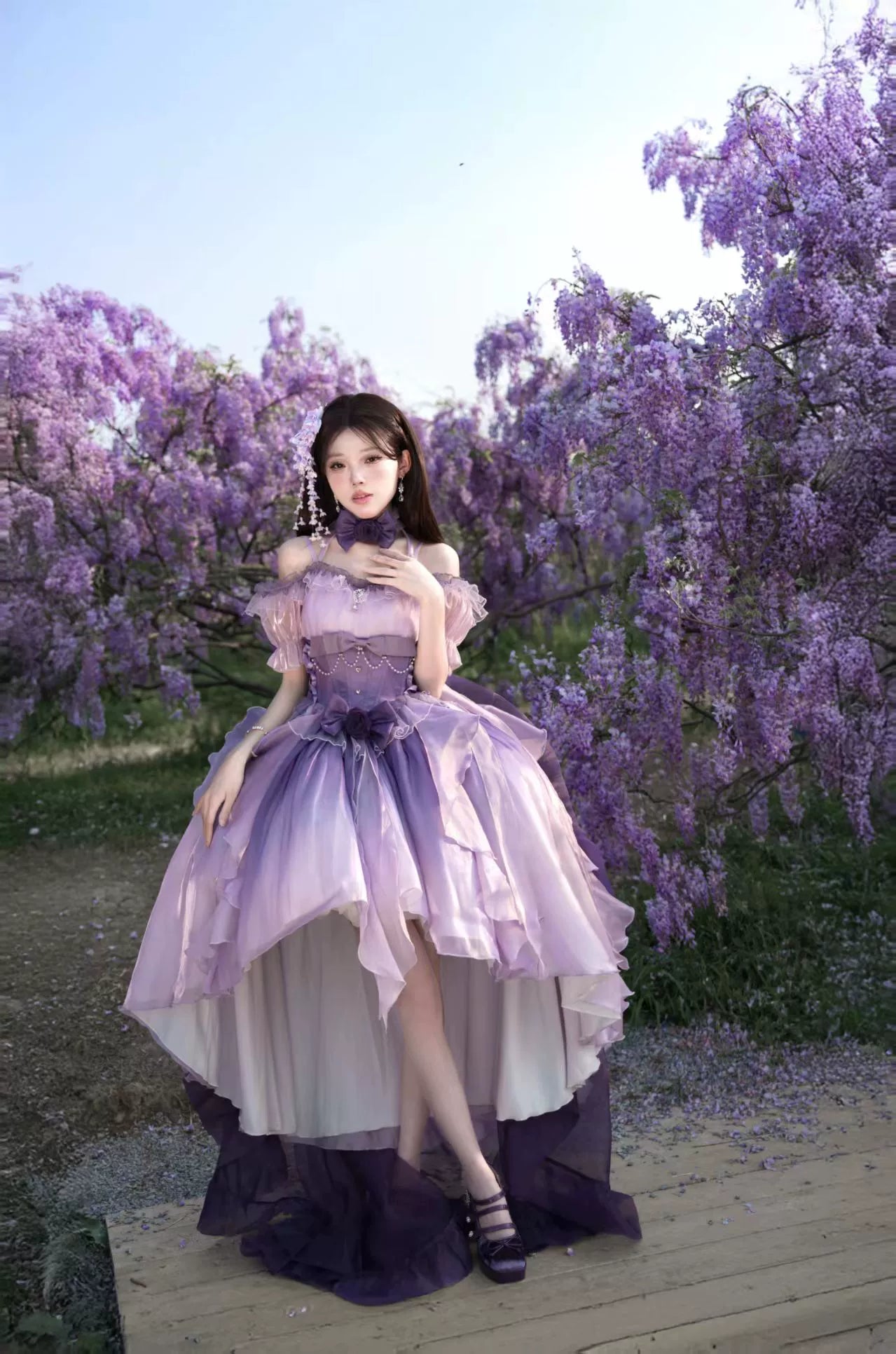 Meowing and fruity - Midsummer Dream - Gradient Color Wedding Lolita JSK Dress Set, Fishbone Waist 44337:803881