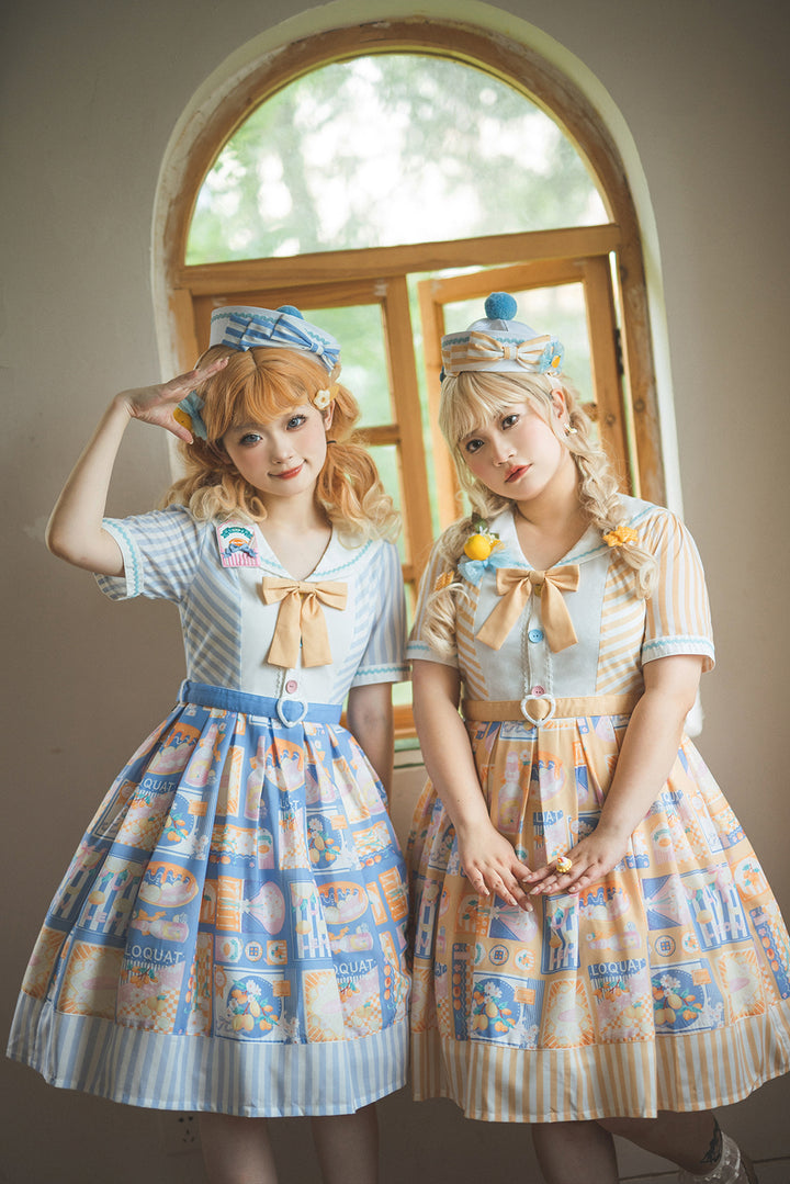 Miss Point~Daisy Lemon~Sweet Lolita Sailor Collar OP Customized   