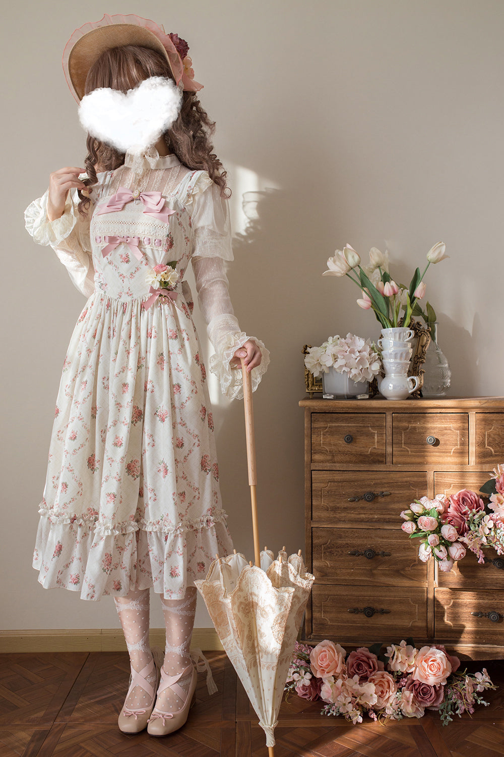 Miss Point~Customized Wood Rose 2.0 Elegant Vintage Jumper Dress 21392:302600