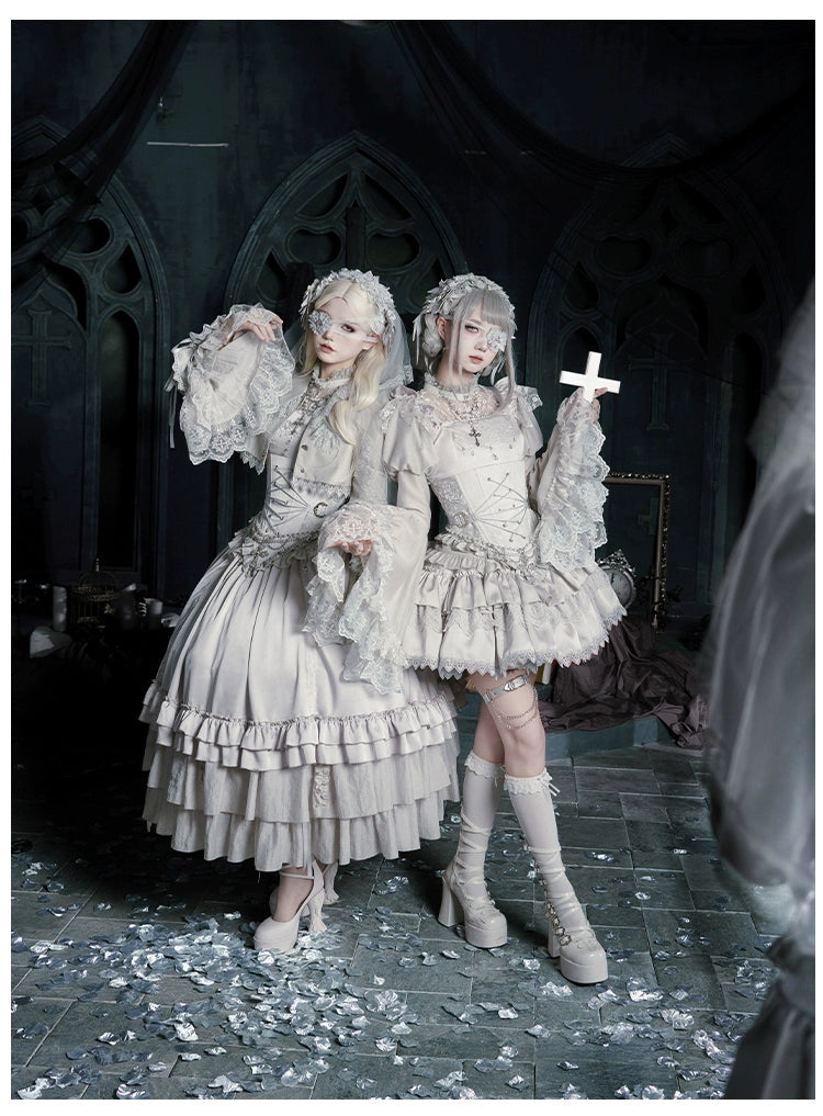 With PUJI - Letter and Poetry · Humanoid Robot - Silver Gothic Lolita Mermaid Skirt Set 43861:787635