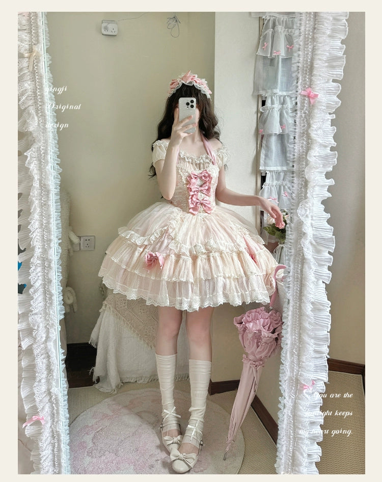 Sakurahime~Floral~Sweet Lolita Jumper Dress Ballet Style Halter JSK   