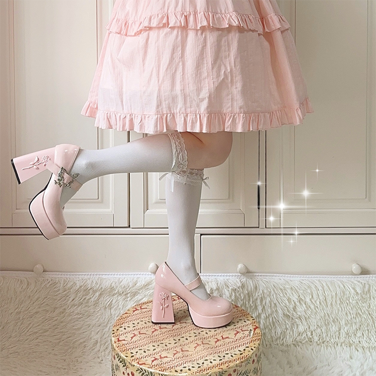 Dreamland~The cycle of all things~Lolita High Platform Shoes with Elegant Butterfly Buckle 42472:743426