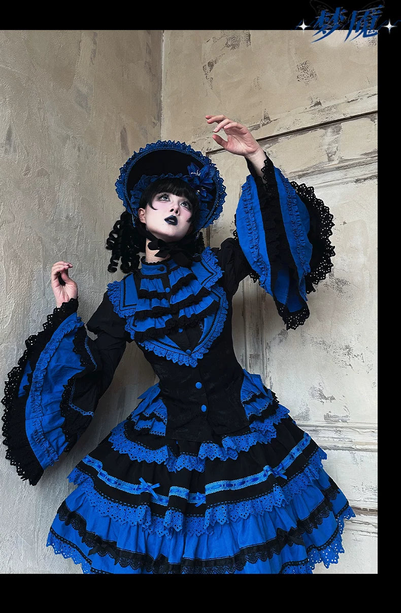 Nightmare - Gothic Lolita Ruffled Blouse and Tiered Skirt Set 45439:852814