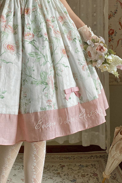 (BFM)EESSILY~The Rose Dowry~Daily Cotton Lolita OP Dress V-neck Dress   