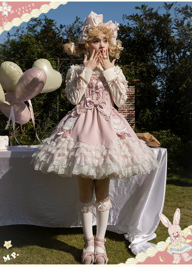 Mademoiselle Pearl~Wedding Cake~Sweet Lolita Dress Suit Printed JSK