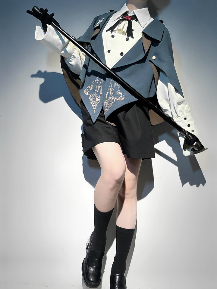 Designer's Gift~Narrative Poem~Ouji Lolita Shorts Suit with Shirt Cape and Vest