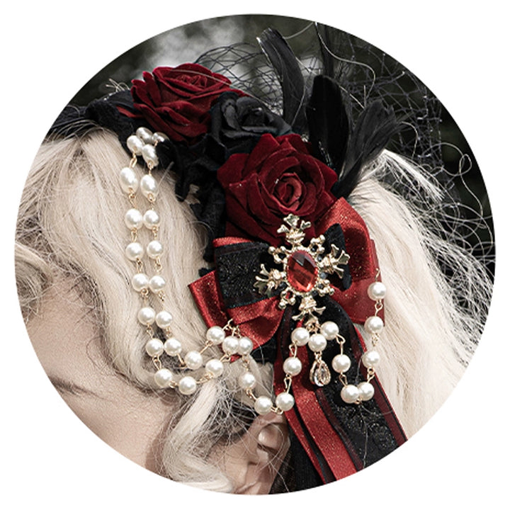 (BFM)Luna Planetarium~Evil Fang~Gothic Lolita Accessories Brooch Necktie Clip KC Hat Red-KC  
