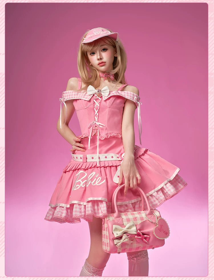 Blossom Daydream - IP Collab Sweet Lolita Dress Set, Pearl Plaid 45899:867242